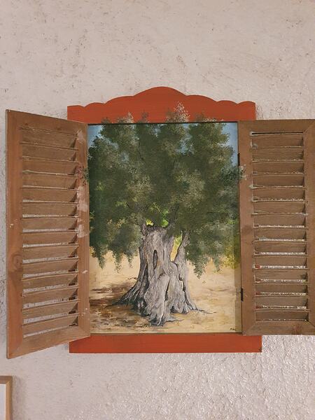 Peinture sur bois<br>Cadre fenêtre en bois<br>51x37<br>80€