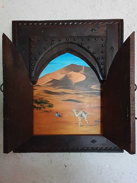 Peinture sur bois<br>Cadre fenêtre en bois<br>180€